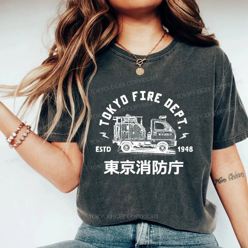 Tokyo-Tiger Tokyo Fire Dept Washed T-Shirt