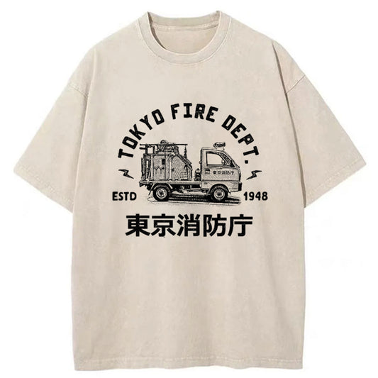 Tokyo-Tiger Tokyo Fire Dept Washed T-Shirt
