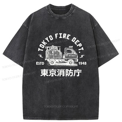 Tokyo-Tiger Tokyo Fire Dept Washed T-Shirt