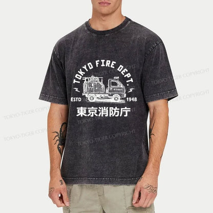 Tokyo-Tiger Tokyo Fire Dept Washed T-Shirt