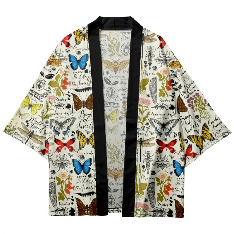 Tokyo-Tiger Colorful Butterfly Japanese Kimono Cardigan
