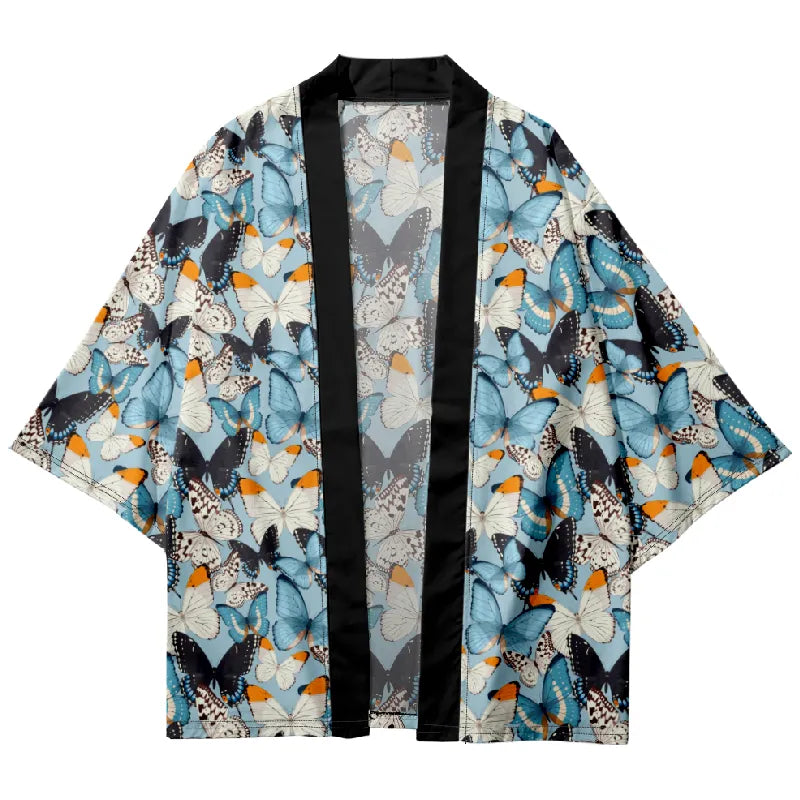Tokyo-Tiger Blue Butterfly Japanese Kimono Cardigan