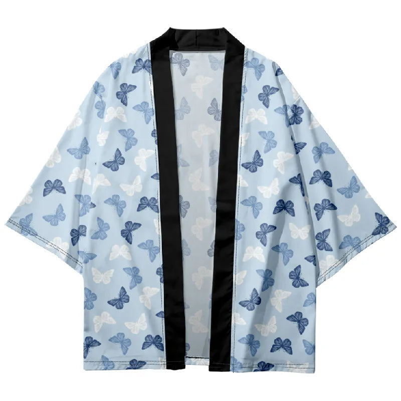 Tokyo-Tiger Azure Butterfly Japanese Kimono Cardigan