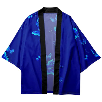 Tokyo-Tiger Ultramarine Blue Butterfly Japanese Kimono Cardigan