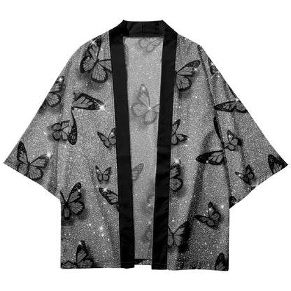 Tokyo-Tiger Pitch Black Butterfly Japanese Kimono Cardigan