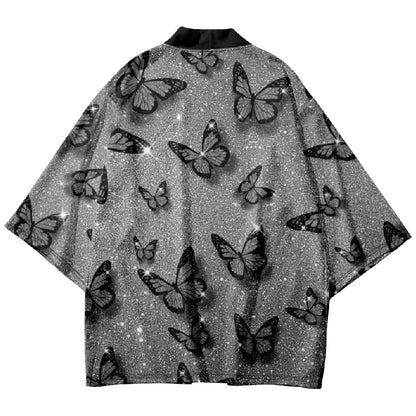 Tokyo-Tiger Pitch Black Butterfly Japanese Kimono Cardigan