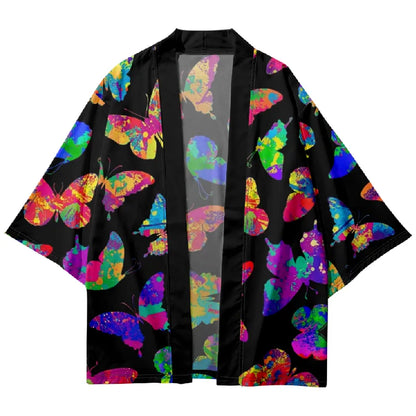Tokyo-Tiger Strong Rainbow Butterfly Japanese Kimono Cardigan