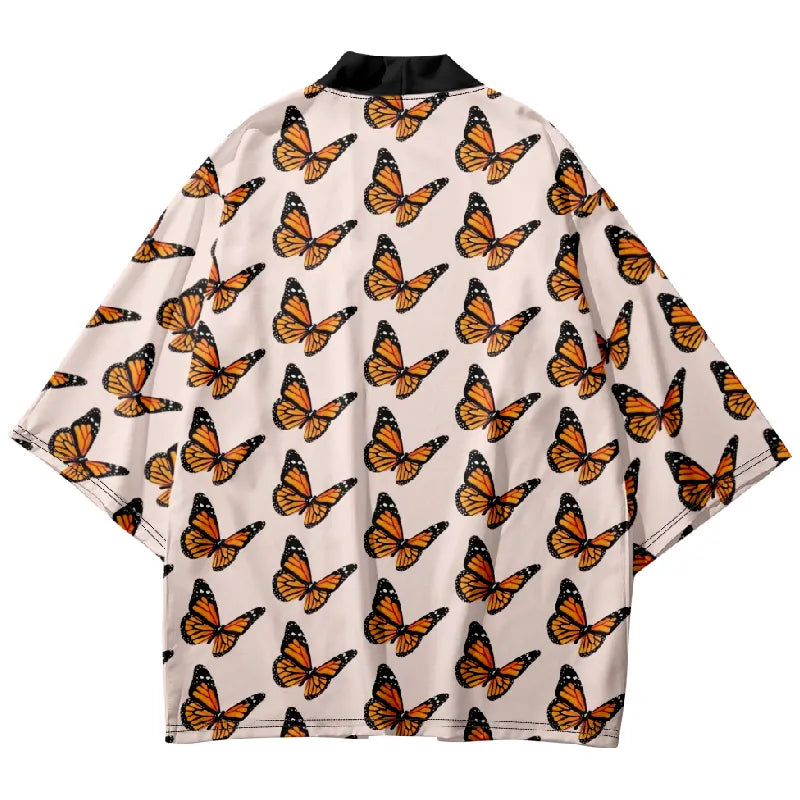 Tokyo-Tiger Yellowish Orange Butterfly Japanese Kimono Cardigan