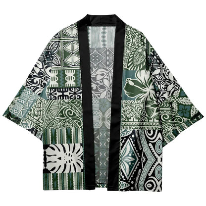 Tokyo-Tiger Green Plaid Pattern Japanese Kimono Cardigan