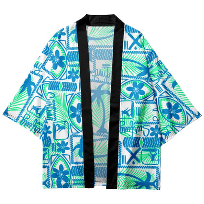Tokyo-Tiger Surfing And Coconut Trees Japanese Kimono Cardigan