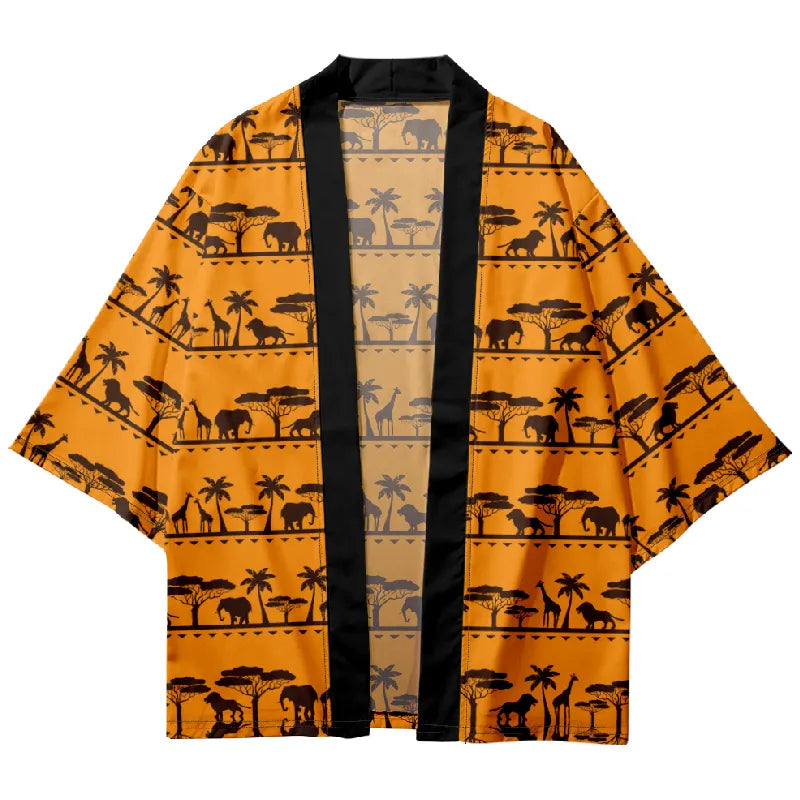 Tokyo-Tiger African Biological Patterns Kimono Cardigan