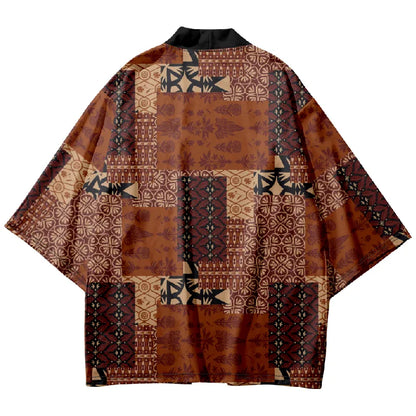 Tokyo-Tiger Retro Brown Pattern Kimono Cardigan