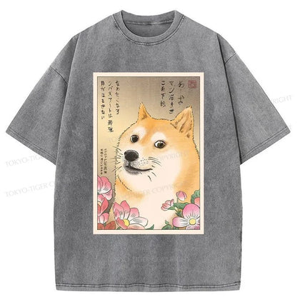 Tokyo-Tiger Shiba Lnu Meme Washed T-Shirt