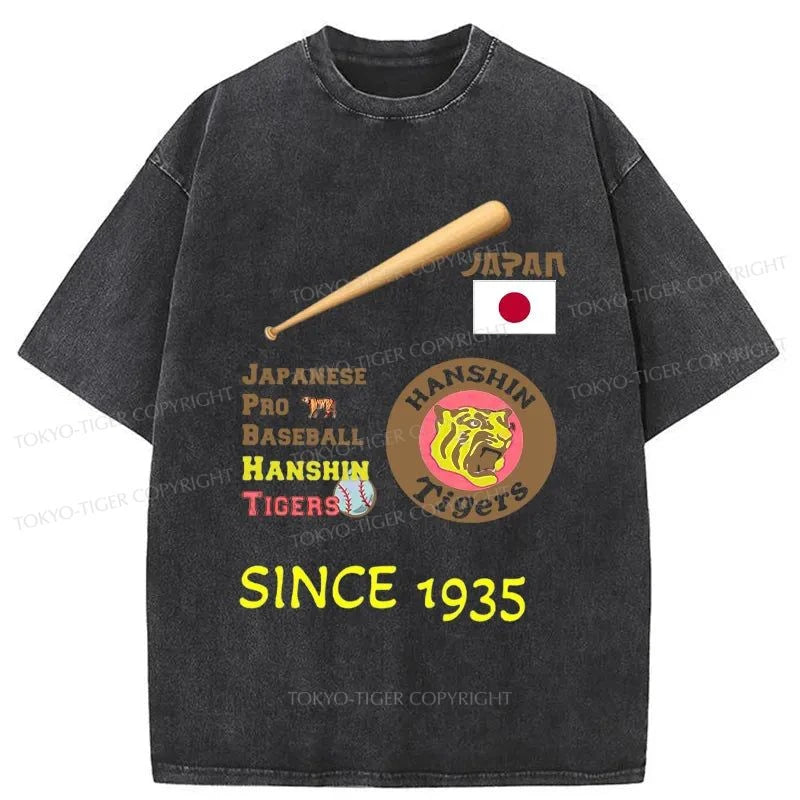 Tokyo-Tiger Japanese Professional Baseball Team Washed T-Shirt