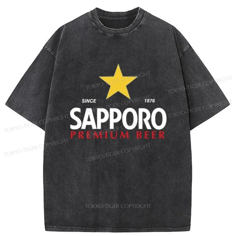 Tokyo-Tiger Sapporo Beer Logo Washed T-Shirt