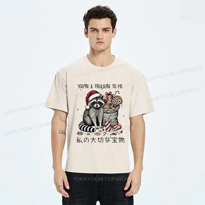 Tokyo-Tiger Cute Raccoon Christmas Washed T-Shirt