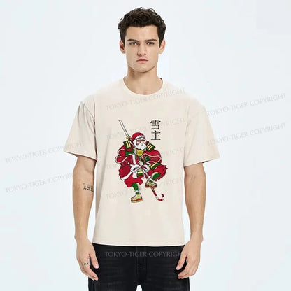 Tokyo-Tiger Christmas Samurai Japan Washed T-Shirt