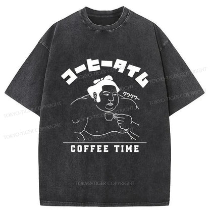 Tokyo-Tiger Coffee Time Japanese Washed T-Shirt