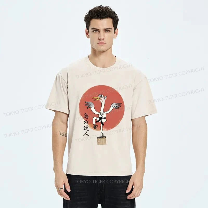 Tokyo-Tiger Karate Crane Japan Washed T-Shirt