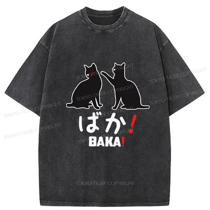 Tokyo-Tiger Funny Japanese Cat Washed T-Shirt