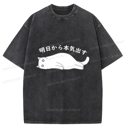 Tokyo-Tiger I'm Going To Get Serious Tomorrow Washed T-Shirt