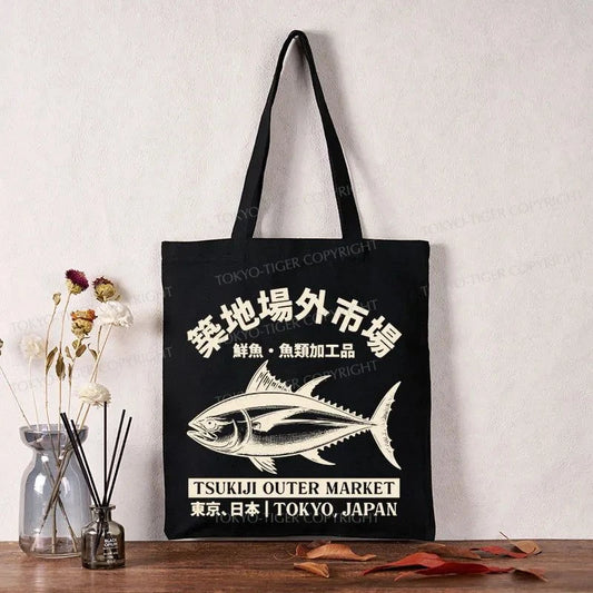 Tokyo-Tiger Japan Tsukiji Fish Market Tote Bag