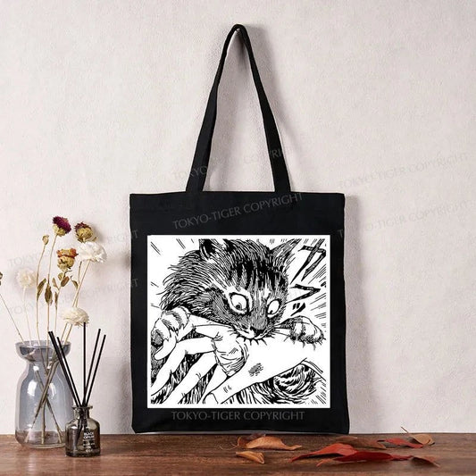 Tokyo-Tiger Creepy Cat Anime Horror Anteater Tote Bag