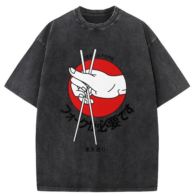 Tokyo-Tiger I need a fork Tokyo Street Washed T-Shirt