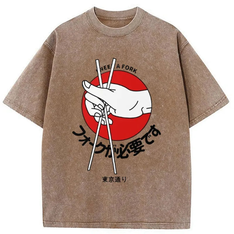 Tokyo-Tiger I need a fork Tokyo Street Washed T-Shirt