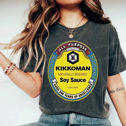 Tokyo-Tiger Kikkoman Soy Sauce Logo Washed T-Shirt