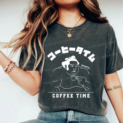 Tokyo-Tiger Coffee Time Japanese Washed T-Shirt