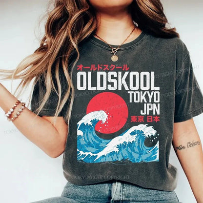 Tokyo-Tiger Old Skool Tokyo Japan Washed T-Shirt