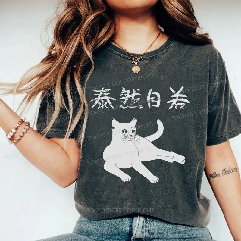 Tokyo-Tiger Cozy Cat Japanese Washed T-Shirt