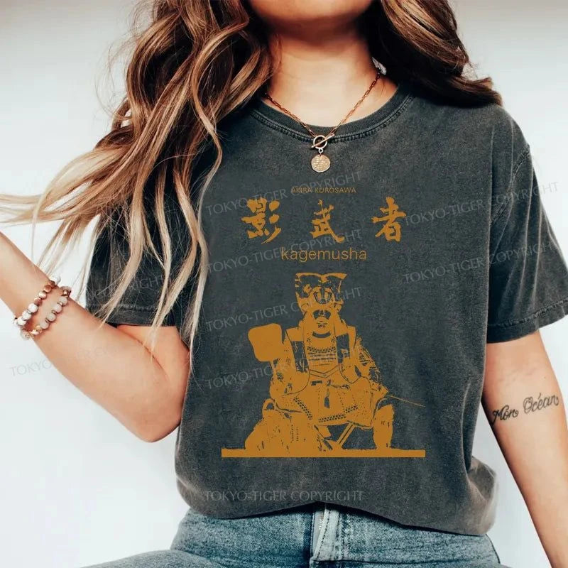 Tokyo-Tiger Japanese Shadow Samurai Washed T-Shirt