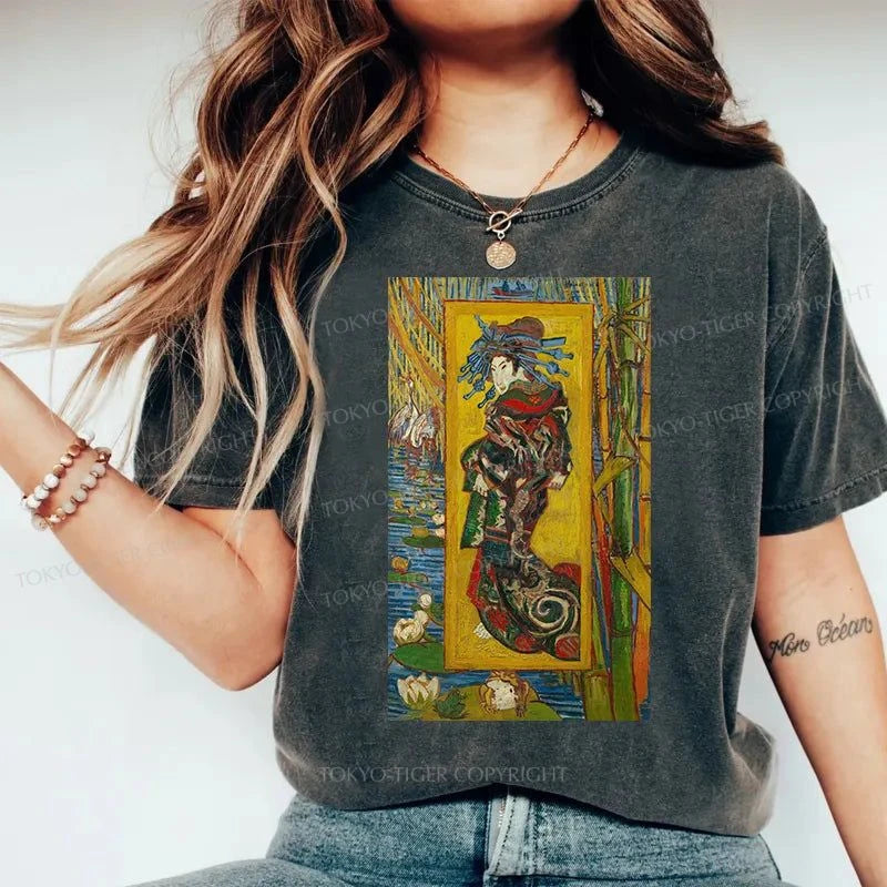 Tokyo-Tiger Vincent Van Gogh Painting Japan Washed T-Shirt