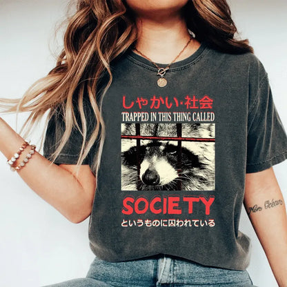 Tokyo-Tiger Trapped In This Thing Called Society Washed T-Shirt