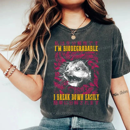 Tokyo-Tiger An Easily Breakable Opossum Washed T-Shirt