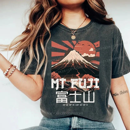 Tokyo-Tiger Mount Fuji Japanese Washed T-Shirt