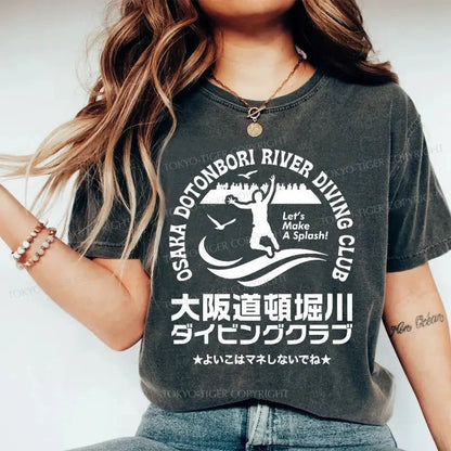 Tokyo-Tiger Osaka Dotonbori Diving Club Washed T-Shirt