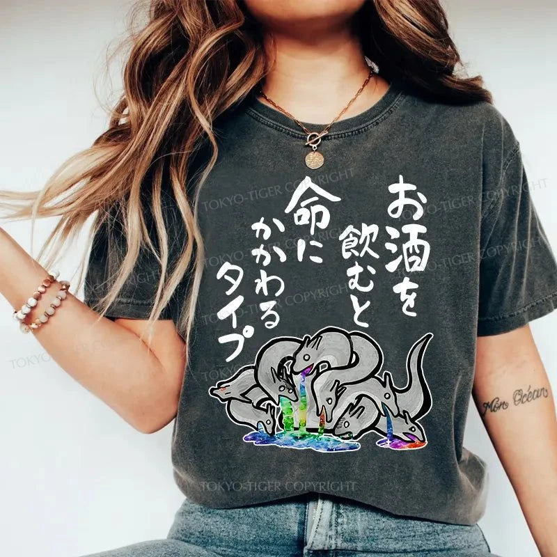 Tokyo-Tiger Drunken Yamata No Orochi Washed T-Shirt