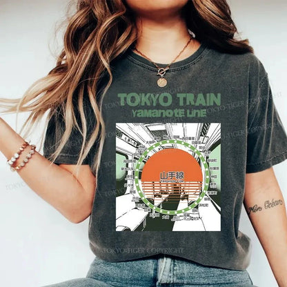 Tokyo-Tiger Yamanote Line Washed T-Shirt