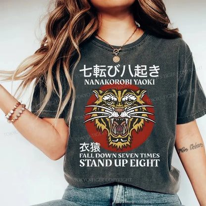 Tokyo-Tiger Retro Tiger Japanese Washed T-Shirt