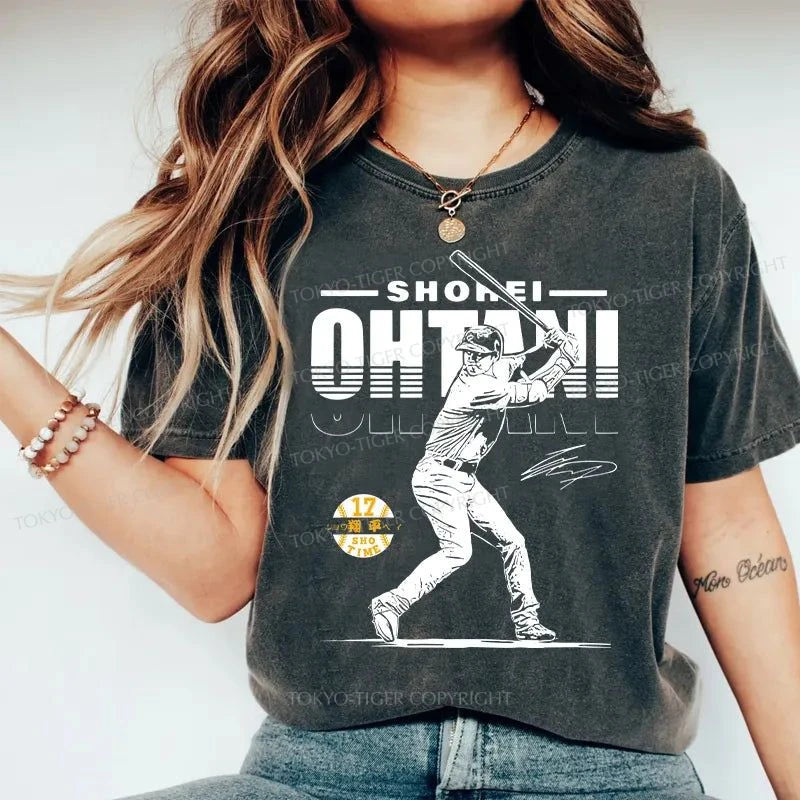 Tokyo-Tiger Retro Shohei Ohtani Japan Washed T-Shirt