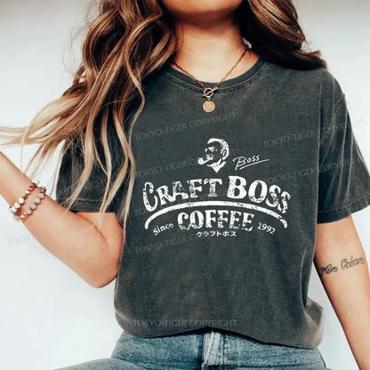 Tokyo-Tiger Craft Boss Coffee Logo Washed T-Shirt