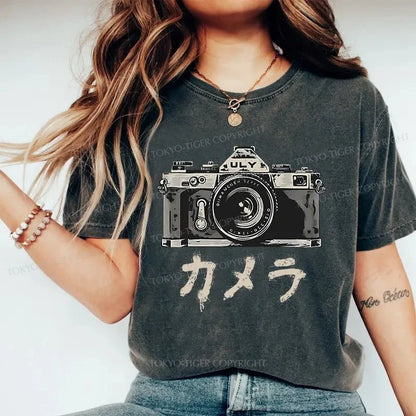 Tokyo-Tiger Japanese Camera Washed T-Shirt