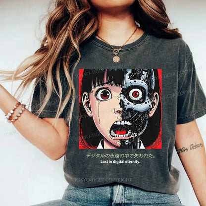 Tokyo-Tiger Cyborg Girl Washed T-Shirt