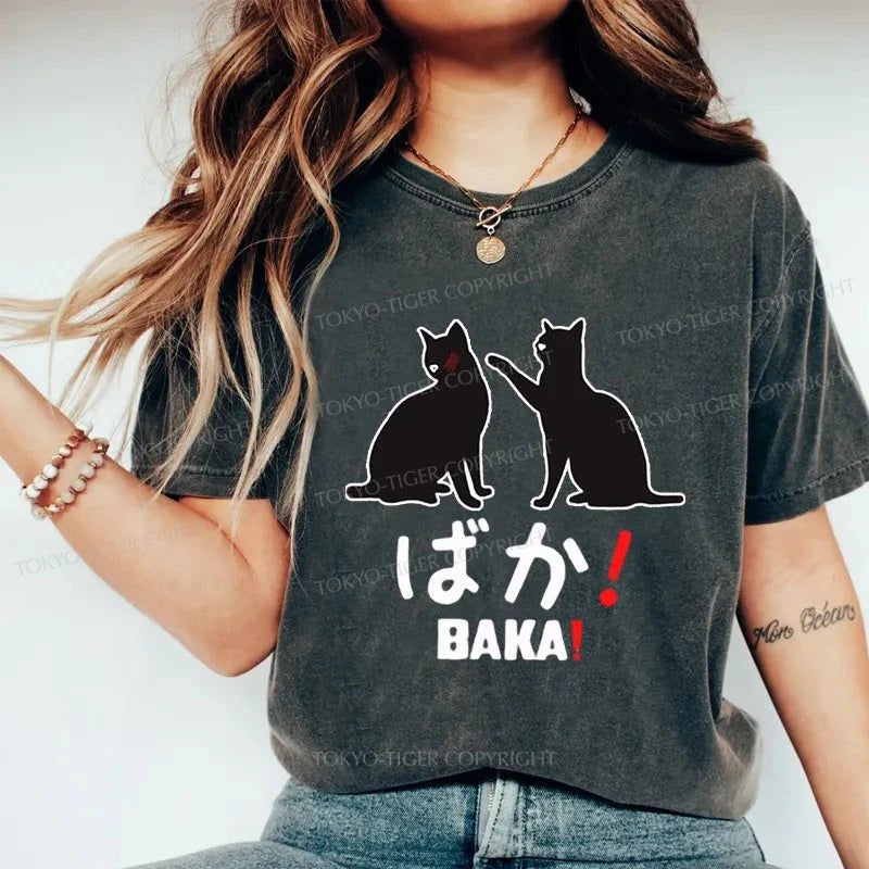 Tokyo-Tiger Funny Japanese Cat Washed T-Shirt