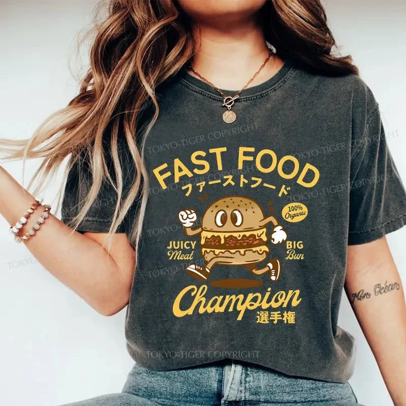 Tokyo-Tiger Fast Food Japanese Washed T-Shirt