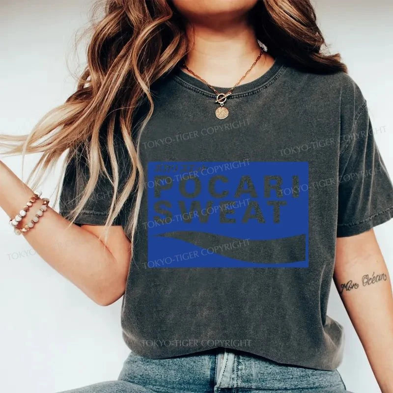 Tokyo-Tiger POCARI SWEAT Logo Washed T-Shirt