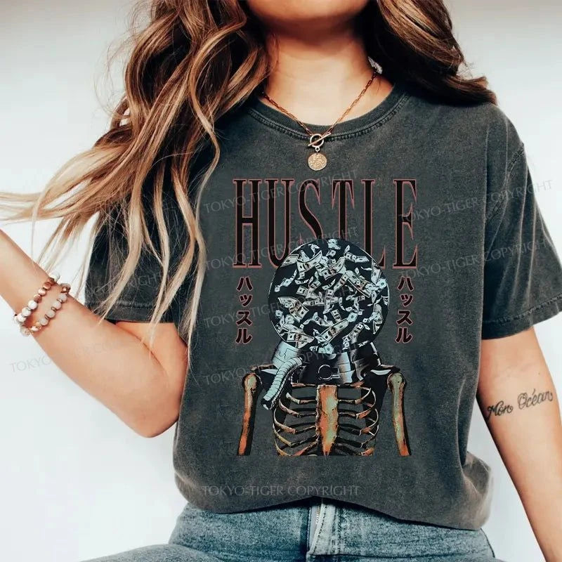 Tokyo-Tiger Hustle Skull Japanese Washed T-Shirt